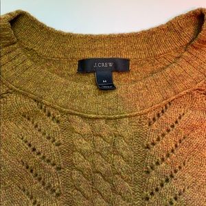 J. Crew brown fleck cable crew neck wool sweater M